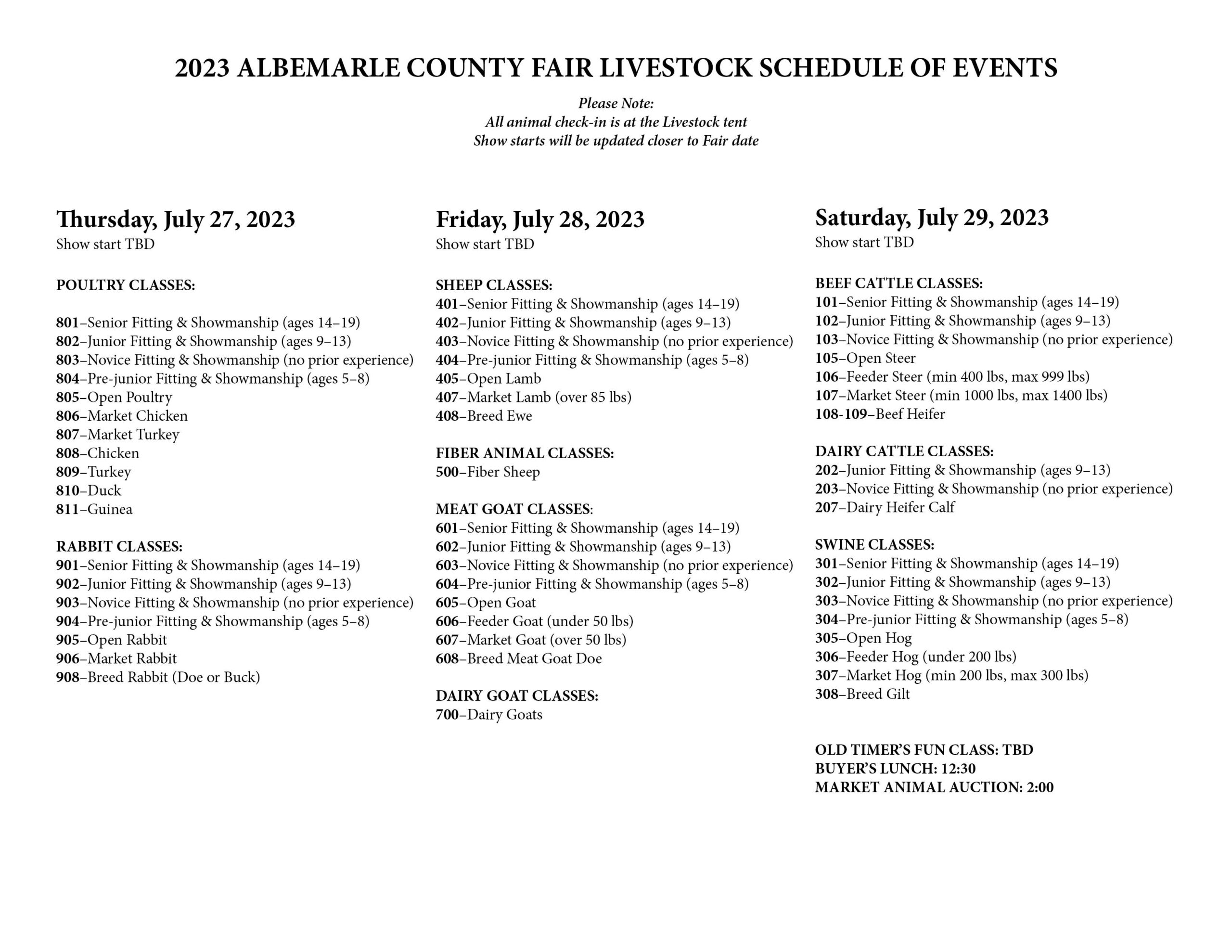 Schedule Albemarle County Fair